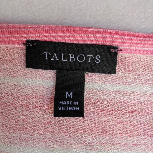 Talbots Pink White Stripe Side Tie Detail French Terry Midi Sleeveless Dress - Picture 7 of 8